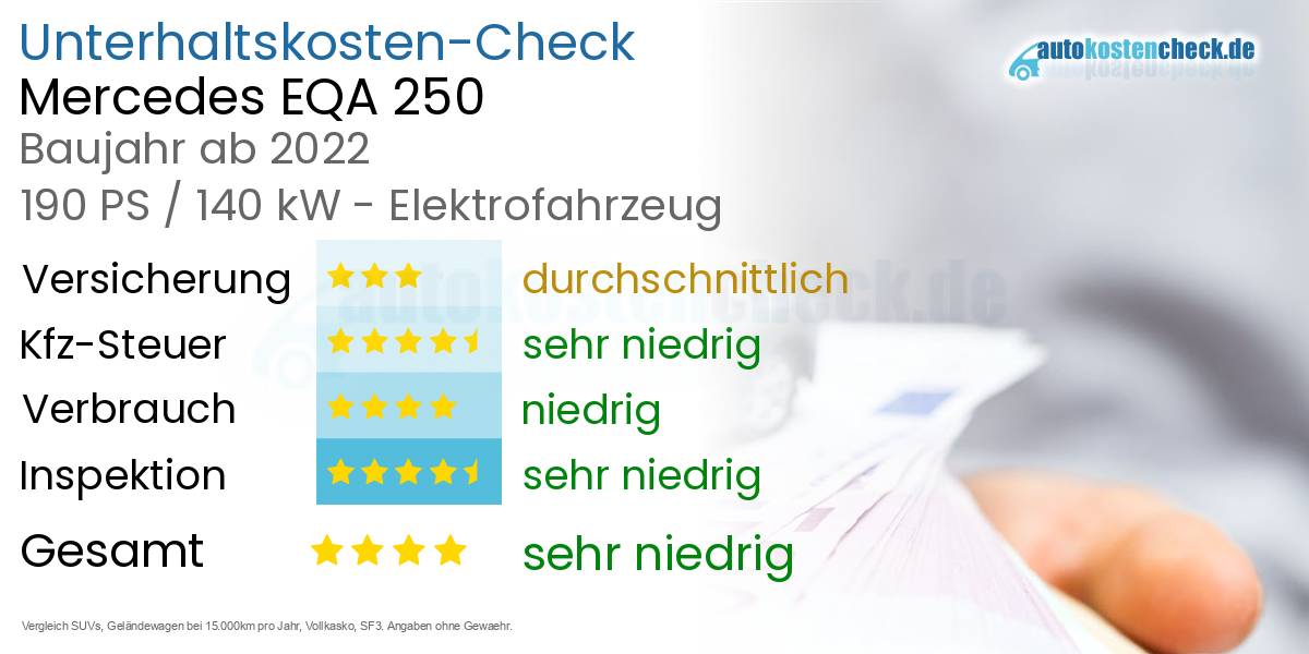 Unterhaltskosten Mercedes EQA 250 