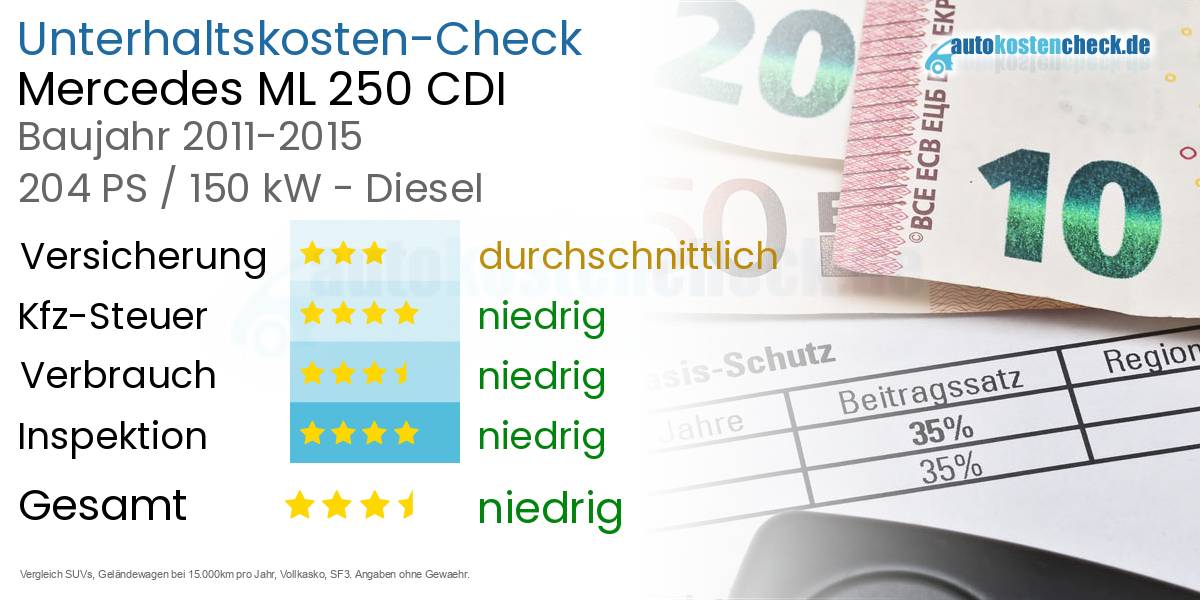 Unterhaltskosten Mercedes ML 250 CDI