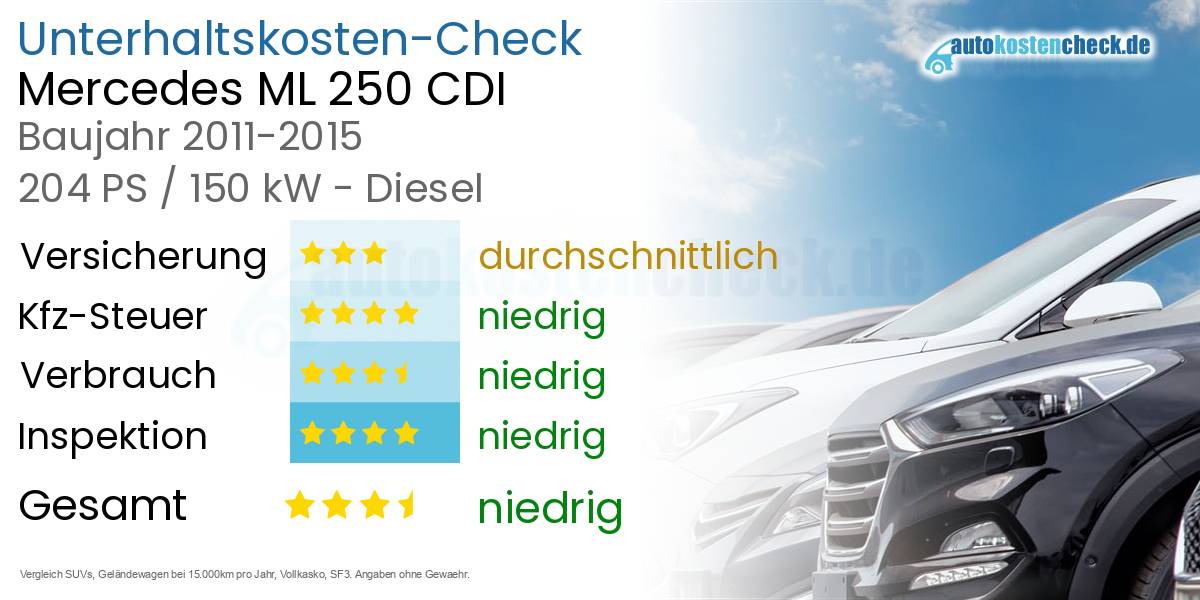Unterhaltskosten Mercedes ML 250 CDI