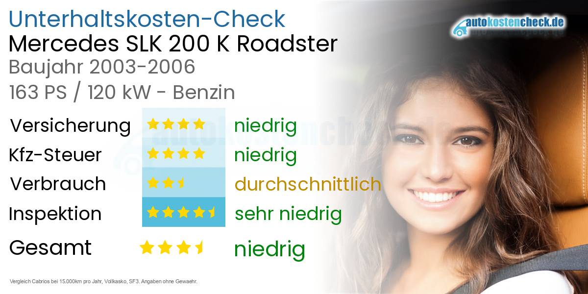 Unterhaltskosten Mercedes SLK 200 K Roadster 