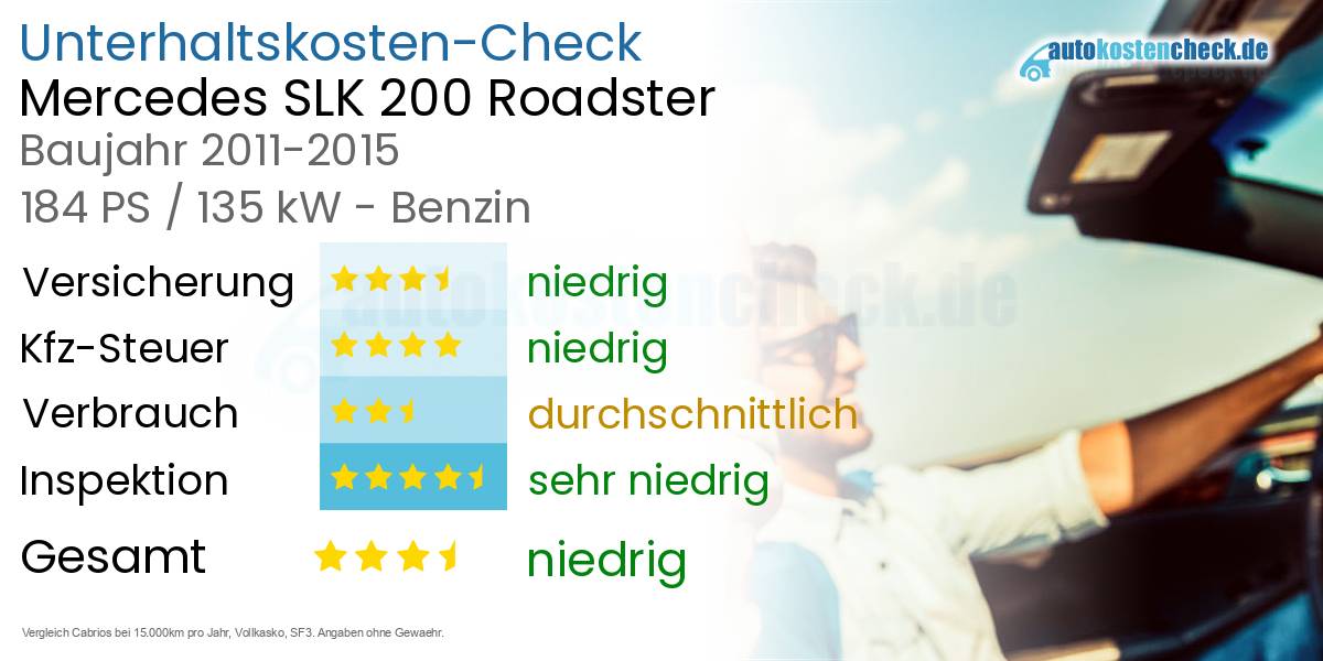 Unterhaltskosten Mercedes SLK 200 Roadster 