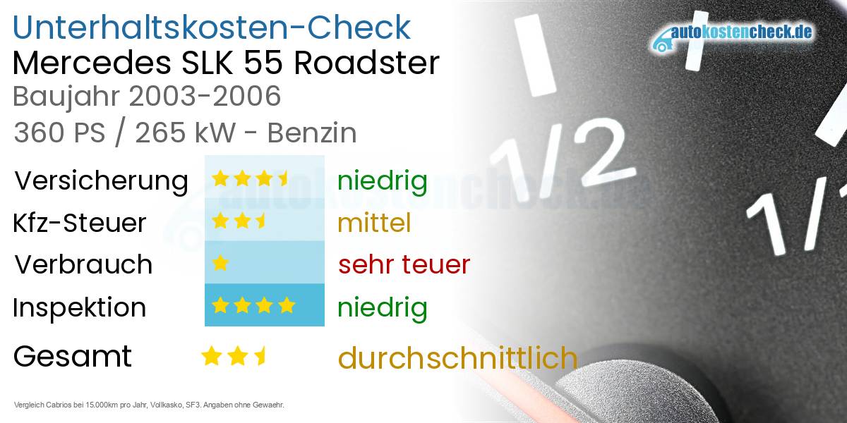 Unterhaltskosten Mercedes SLK 55 Roadster 