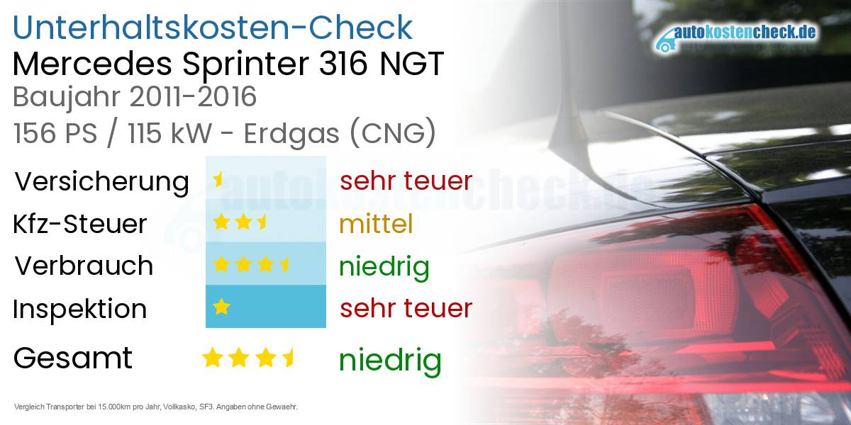 Unterhaltskosten Mercedes Sprinter 316 NGT