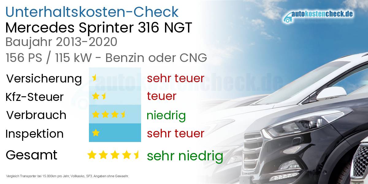 Unterhaltskosten Mercedes Sprinter 316 NGT