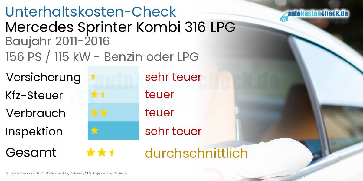 Unterhaltskosten Mercedes Sprinter Kombi 316 LPG