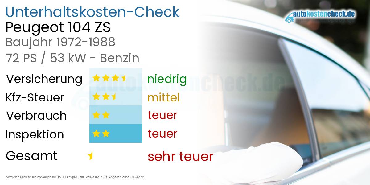 Unterhaltskosten Peugeot 104 ZS 