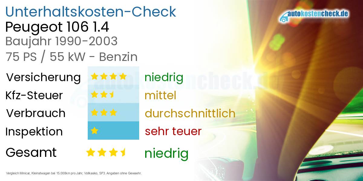 Unterhaltskosten Peugeot 106 1.4 