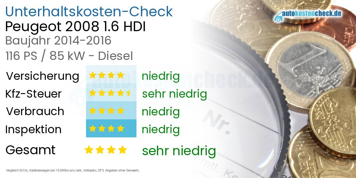 Unterhaltskosten Peugeot 2008 1.6 HDI 