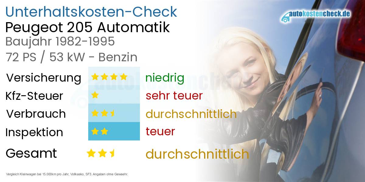 Unterhaltskosten Peugeot 205 Automatik 