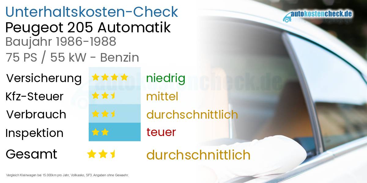 Unterhaltskosten Peugeot 205 Automatik 