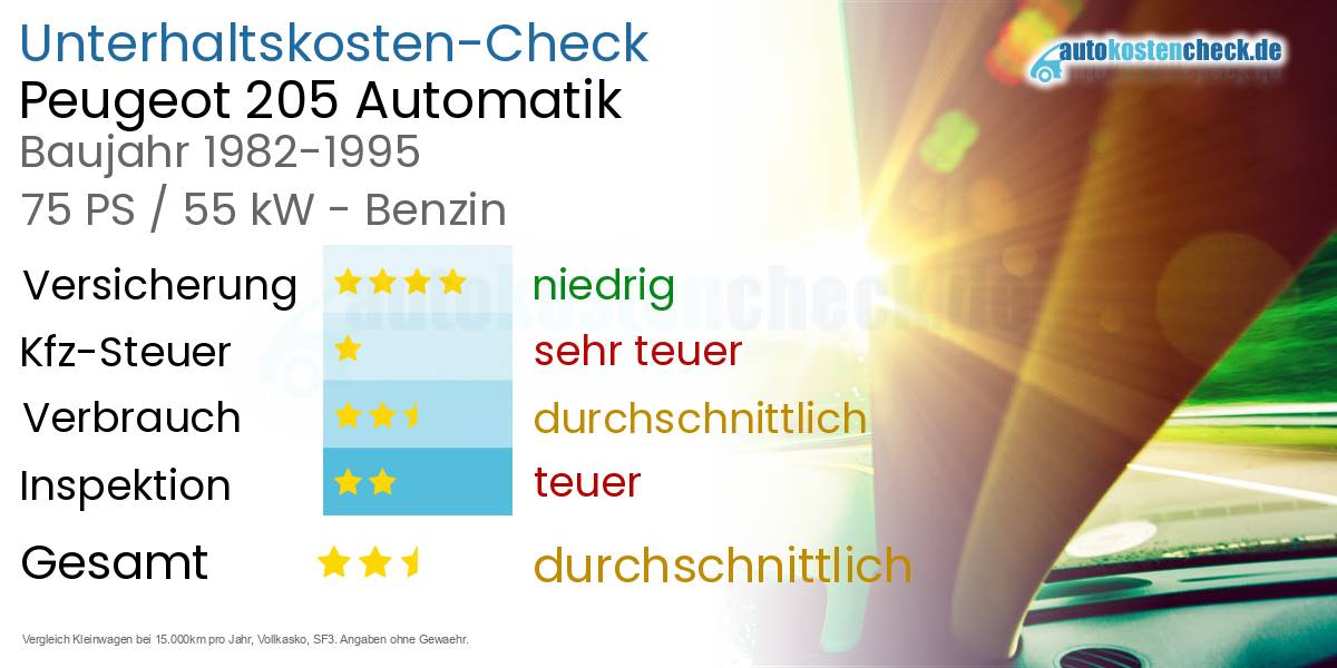 Unterhaltskosten Peugeot 205 Automatik 