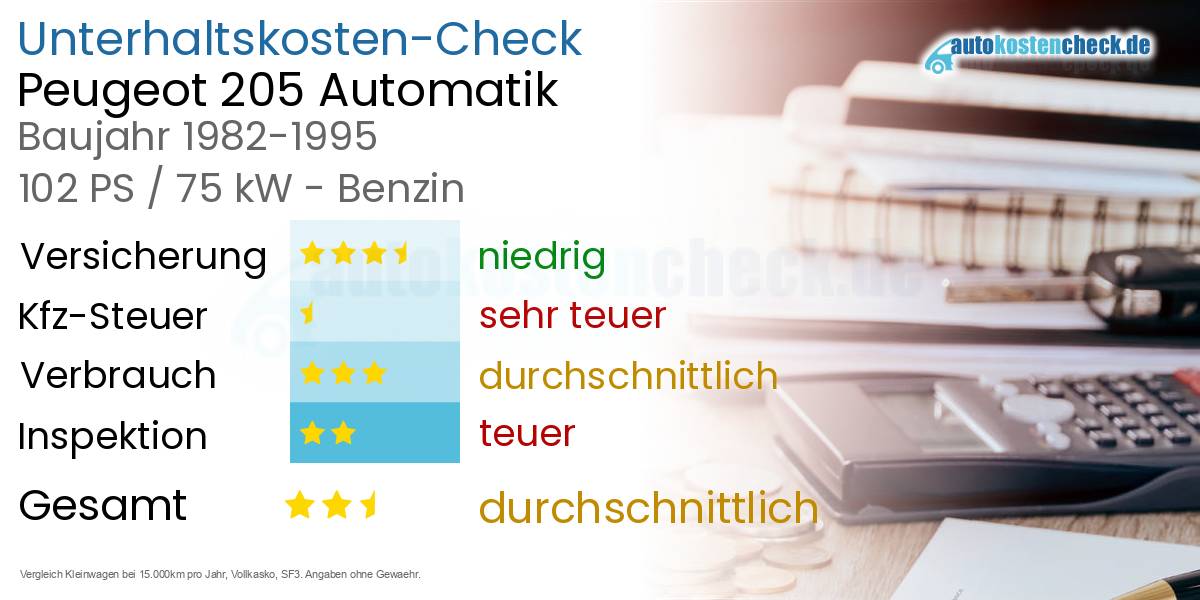 Unterhaltskosten Peugeot 205 Automatik 