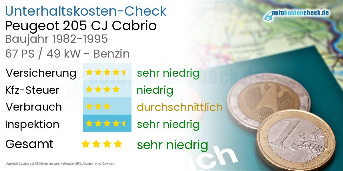 Unterhaltskosten Peugeot 205 CJ Cabrio 