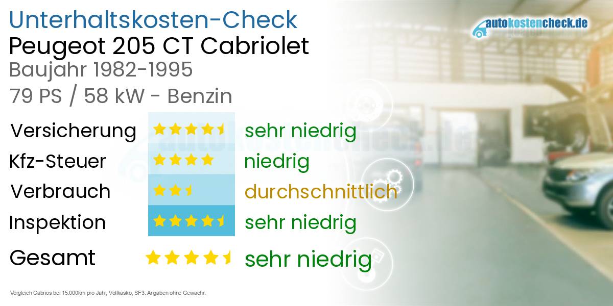 Unterhaltskosten Peugeot 205 CT Cabriolet 