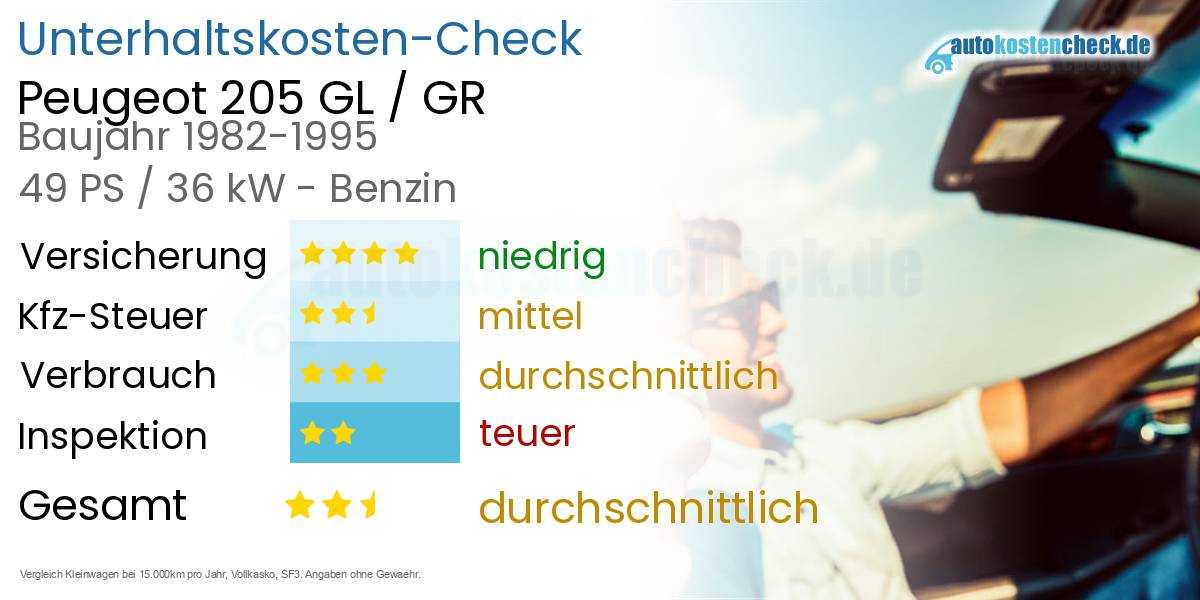 Unterhaltskosten Peugeot 205 GL / GR 