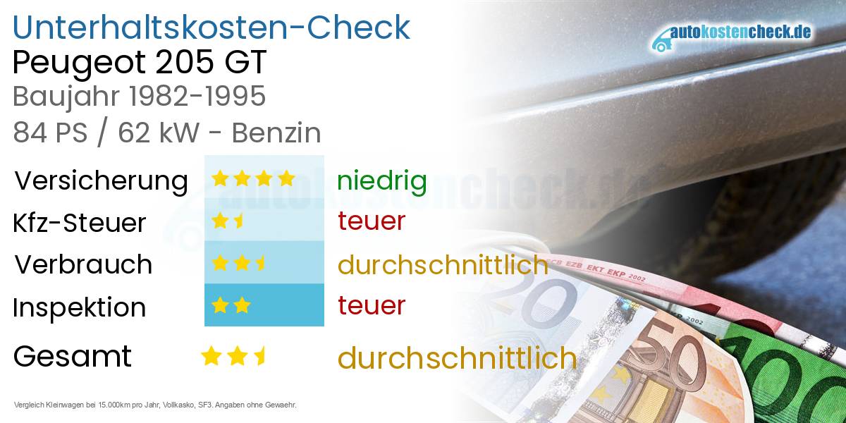Unterhaltskosten Peugeot 205 GT 