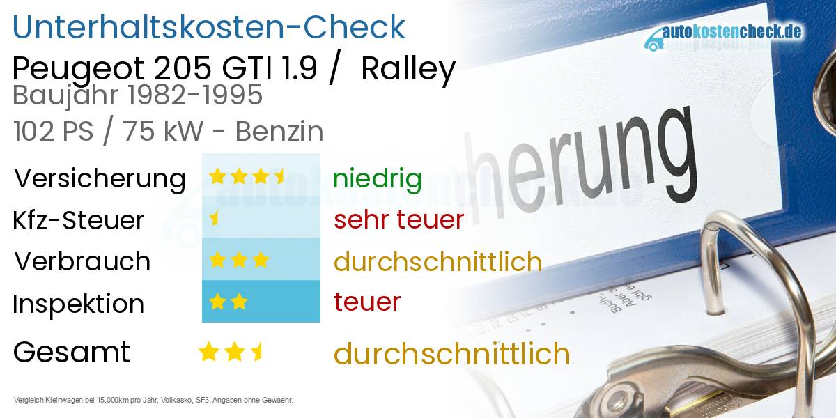 Unterhaltskosten Peugeot 205 GTI 1.9 /  Ralley 