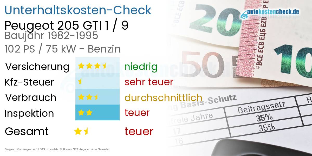 Unterhaltskosten Peugeot 205 GTI 1 / 9 