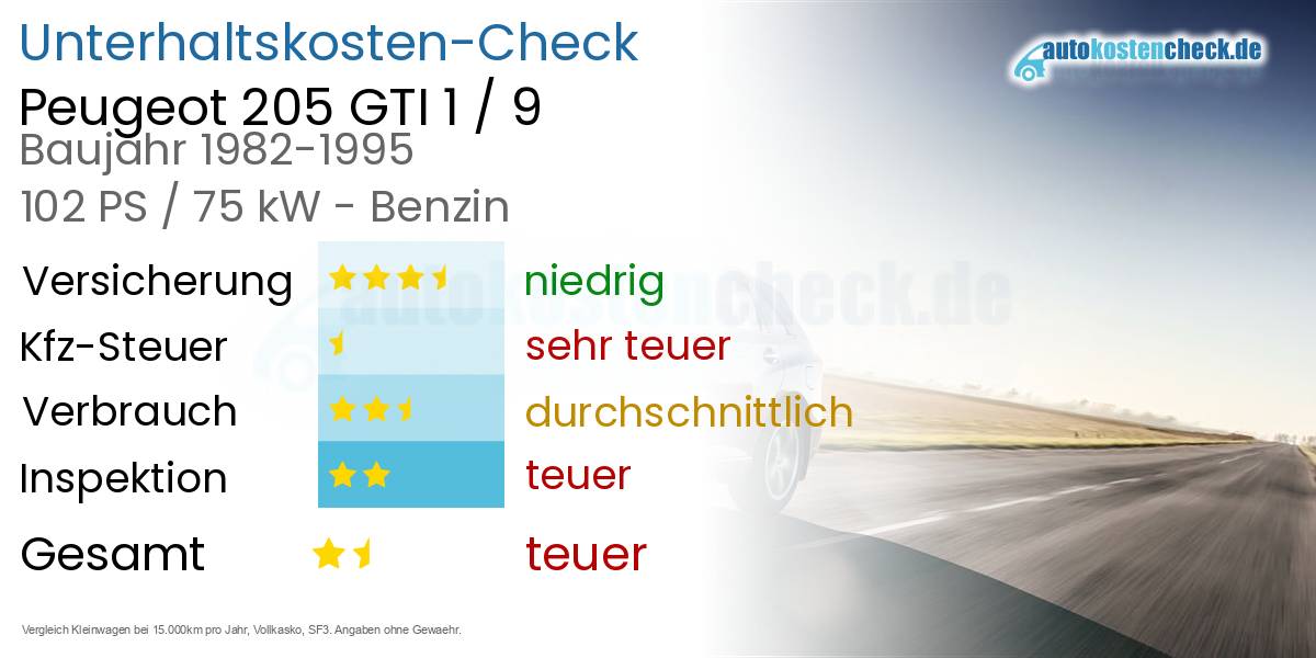 Unterhaltskosten Peugeot 205 GTI 1 / 9 