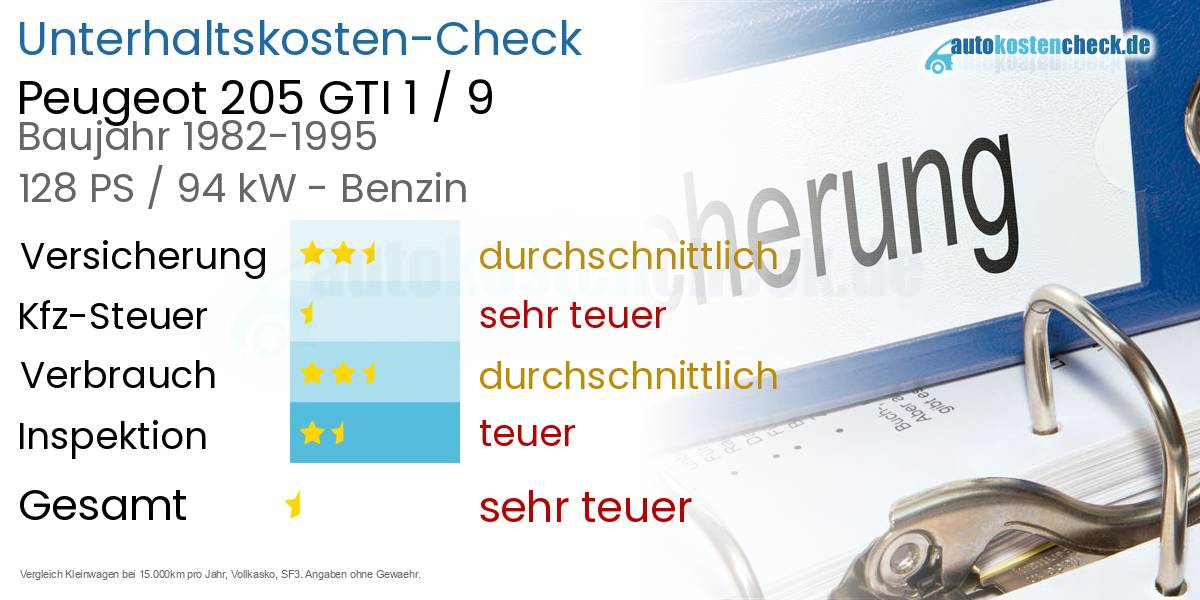 Unterhaltskosten Peugeot 205 GTI 1 / 9 