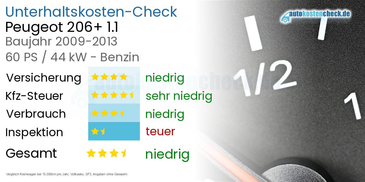 Unterhaltskosten Peugeot 206+ 1.1
