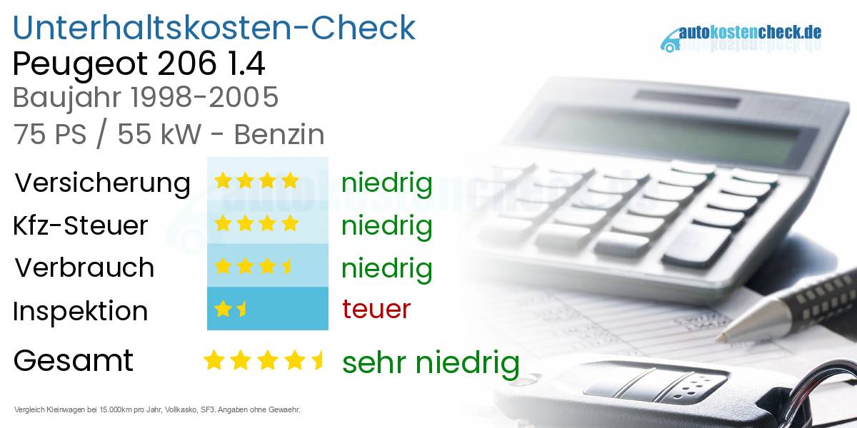 Unterhaltskosten Peugeot 206 1.4 