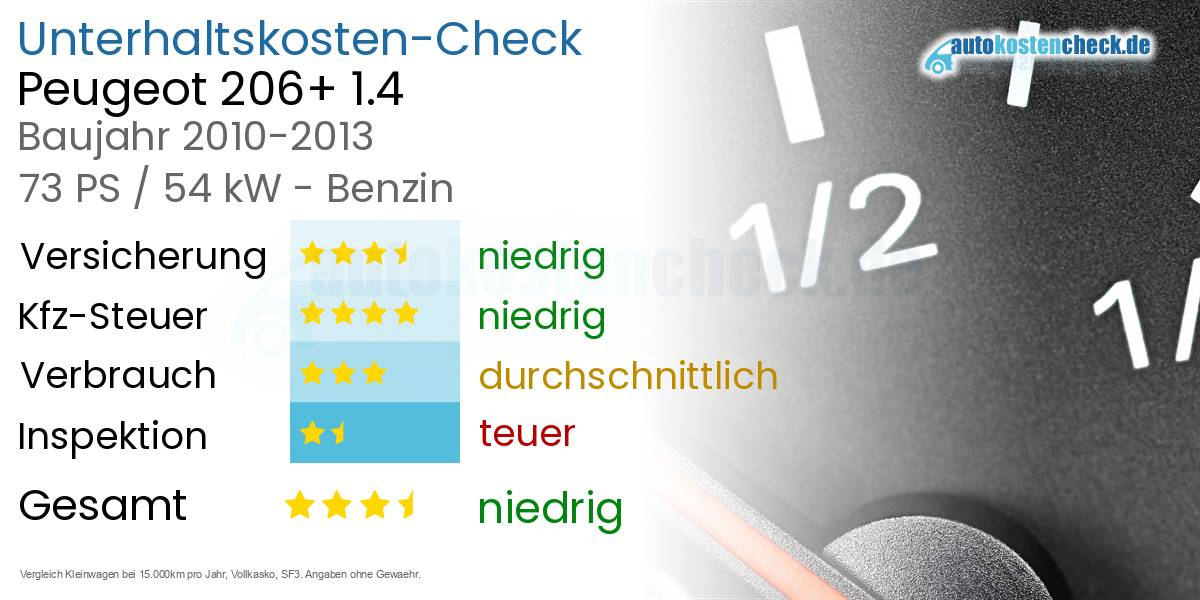 Unterhaltskosten Peugeot 206+ 1.4
