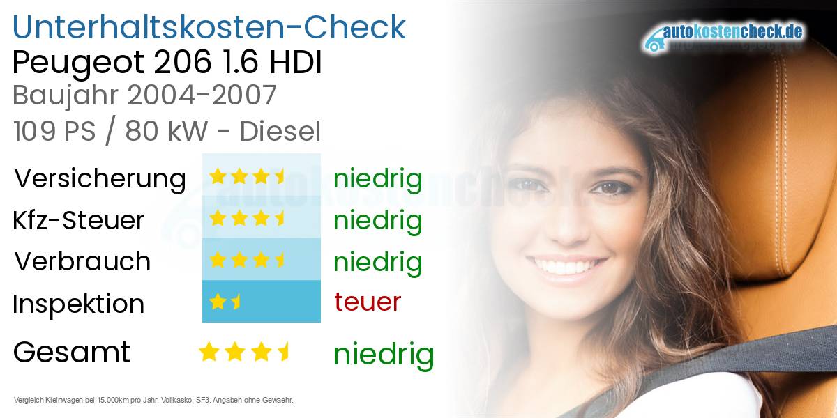 Unterhaltskosten Peugeot 206 1.6 HDI 