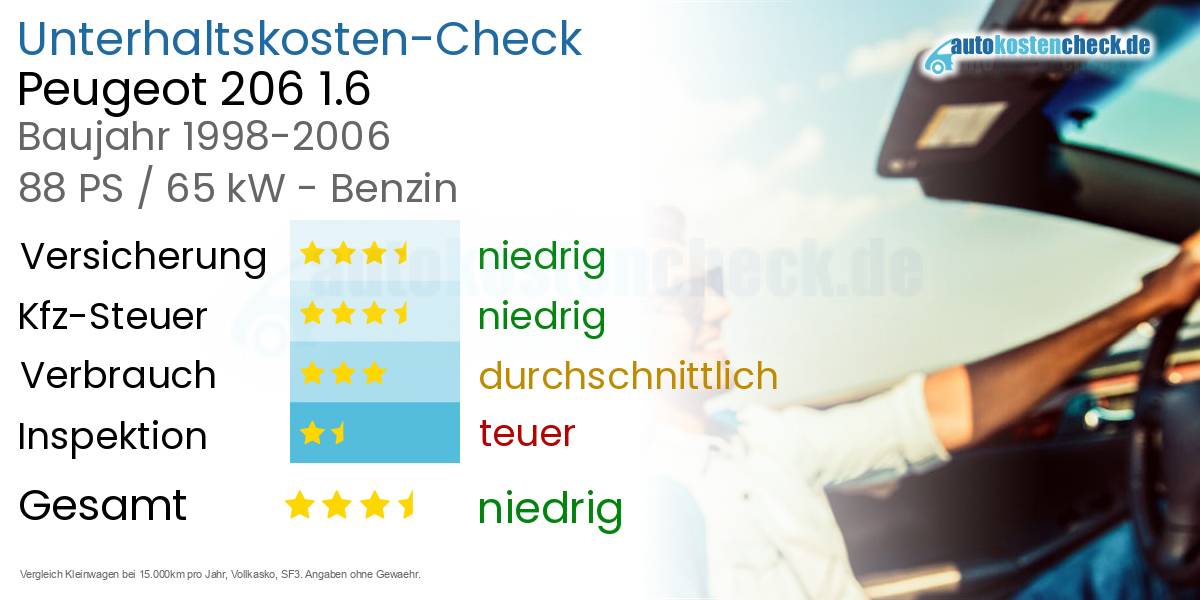 Unterhaltskosten Peugeot 206 1.6 