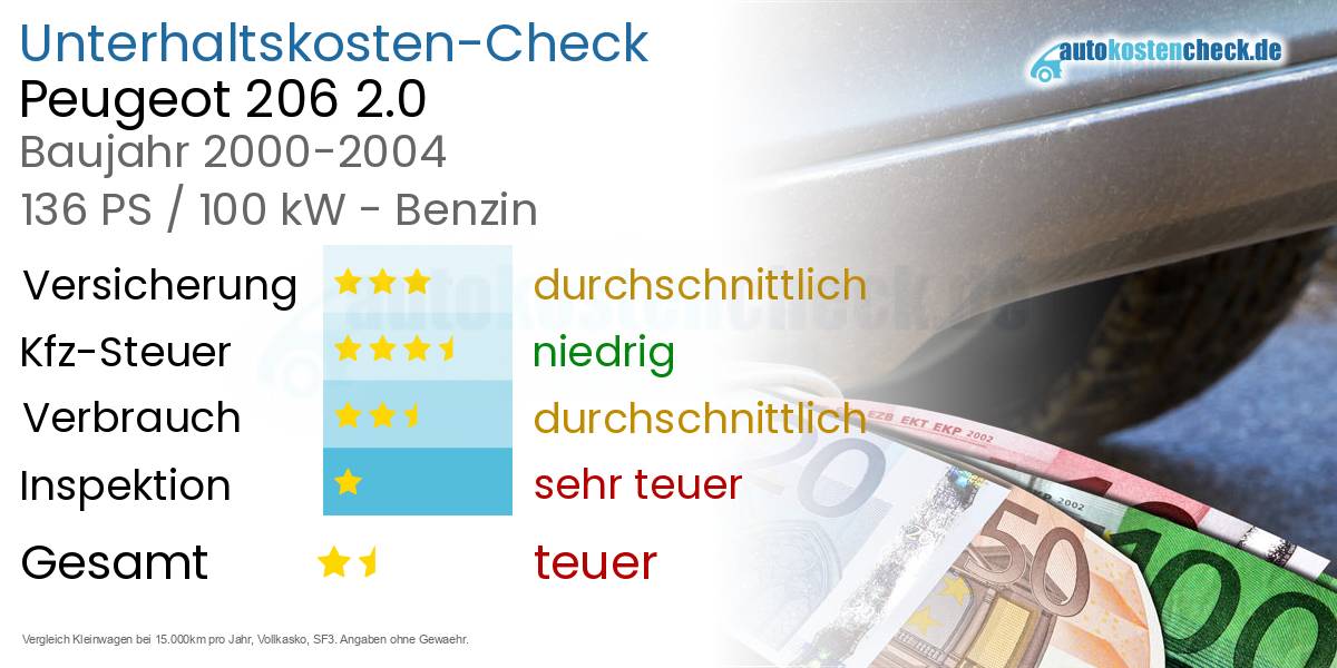 Unterhaltskosten Peugeot 206 2.0 