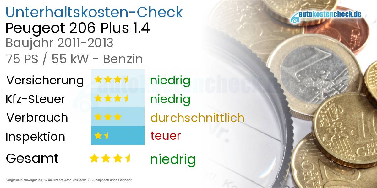 Unterhaltskosten Peugeot 206 Plus 1.4 