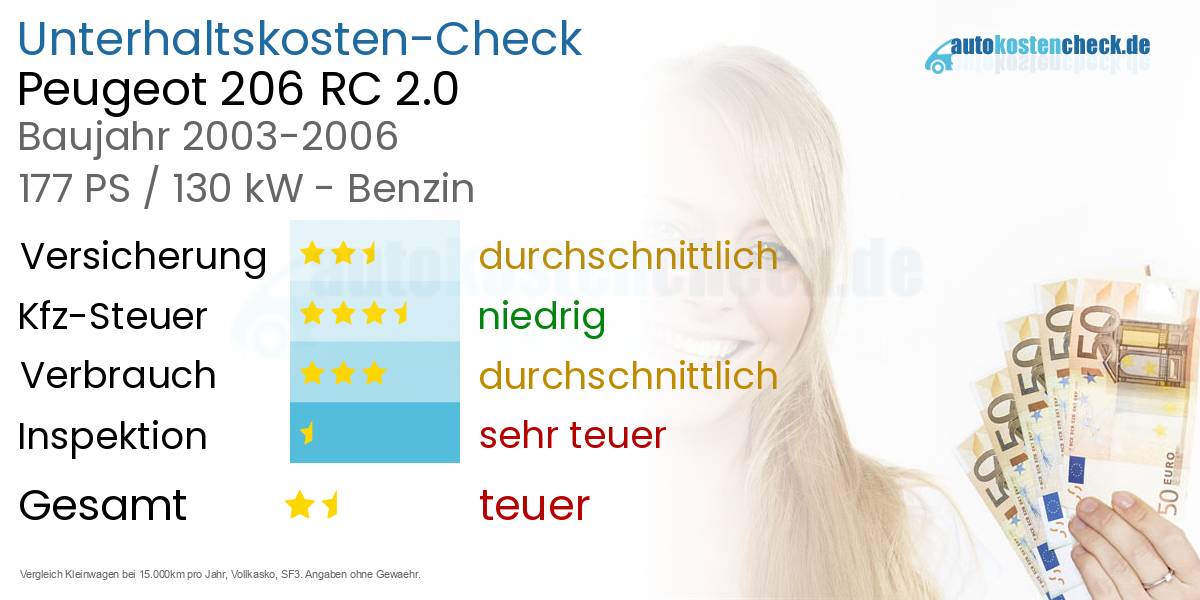 Unterhaltskosten Peugeot 206 RC 2.0 