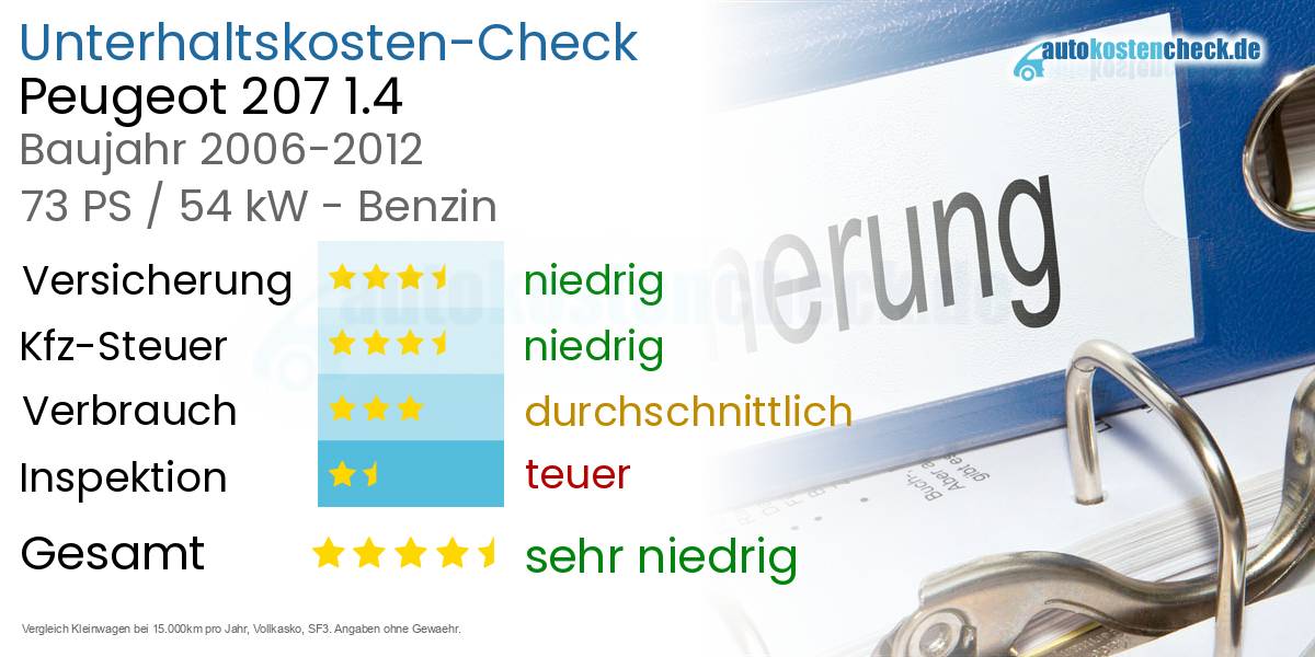 Unterhaltskosten Peugeot 207 1.4