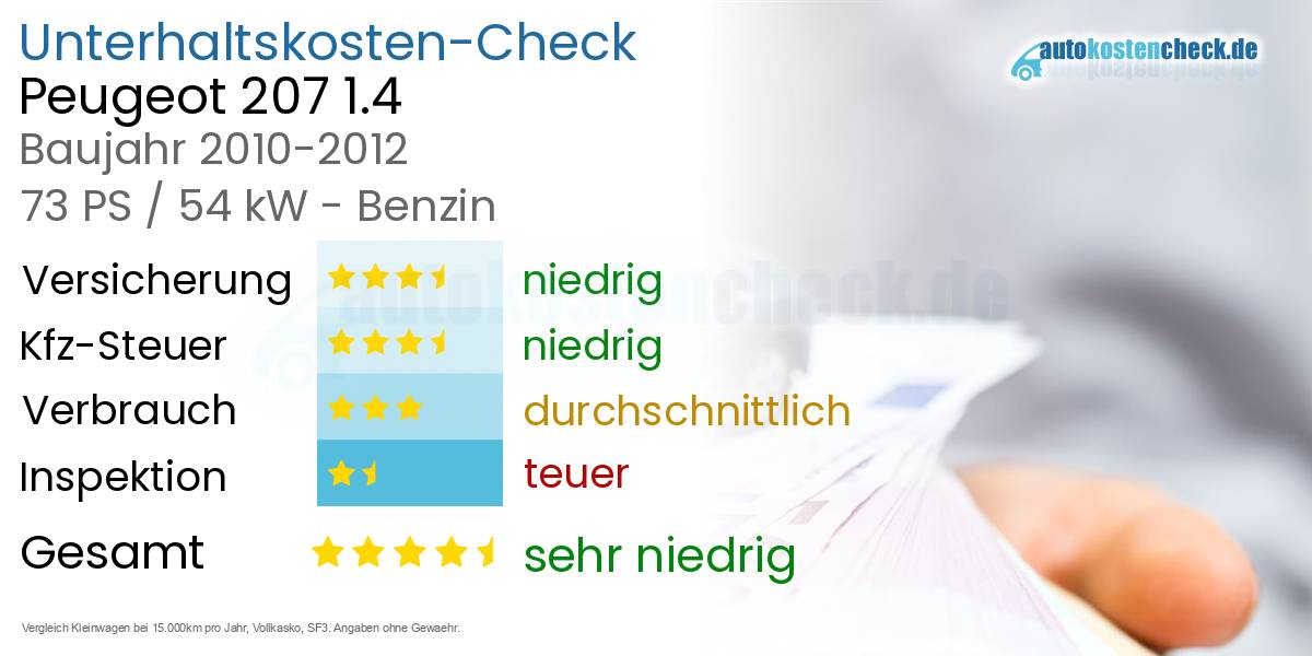 Unterhaltskosten Peugeot 207 1.4