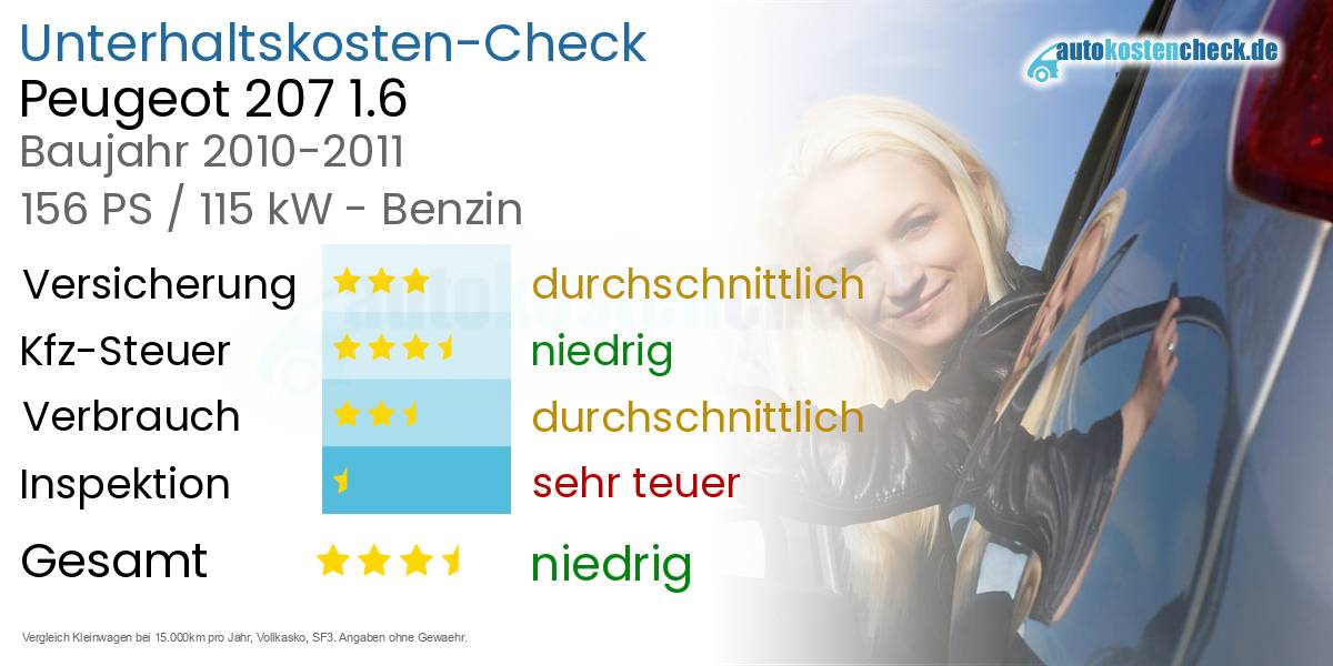 Unterhaltskosten Peugeot 207 1.6