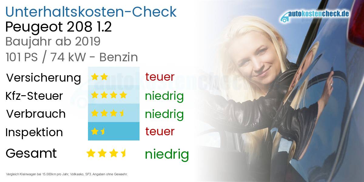 Unterhaltskosten Peugeot 208 1.2 