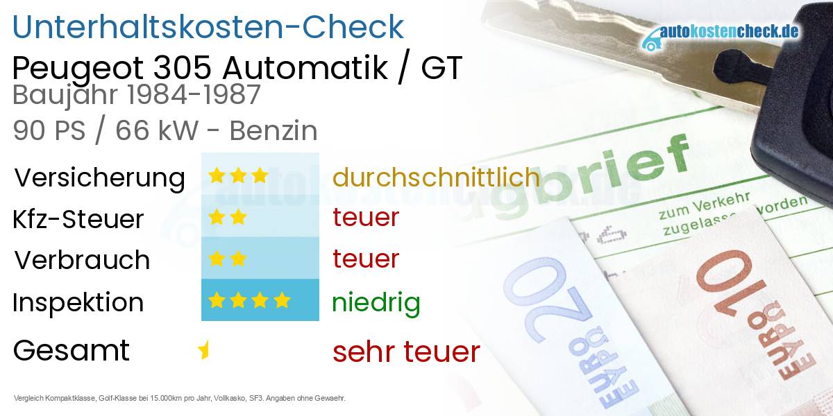 Unterhaltskosten Peugeot 305 Automatik / GT 