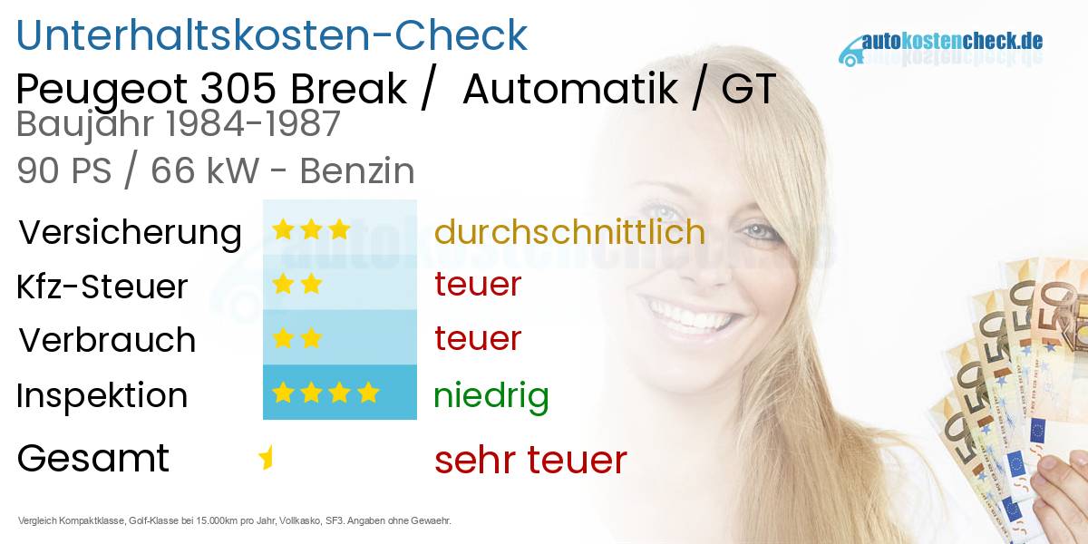 Unterhaltskosten Peugeot 305 Break /  Automatik / GT 