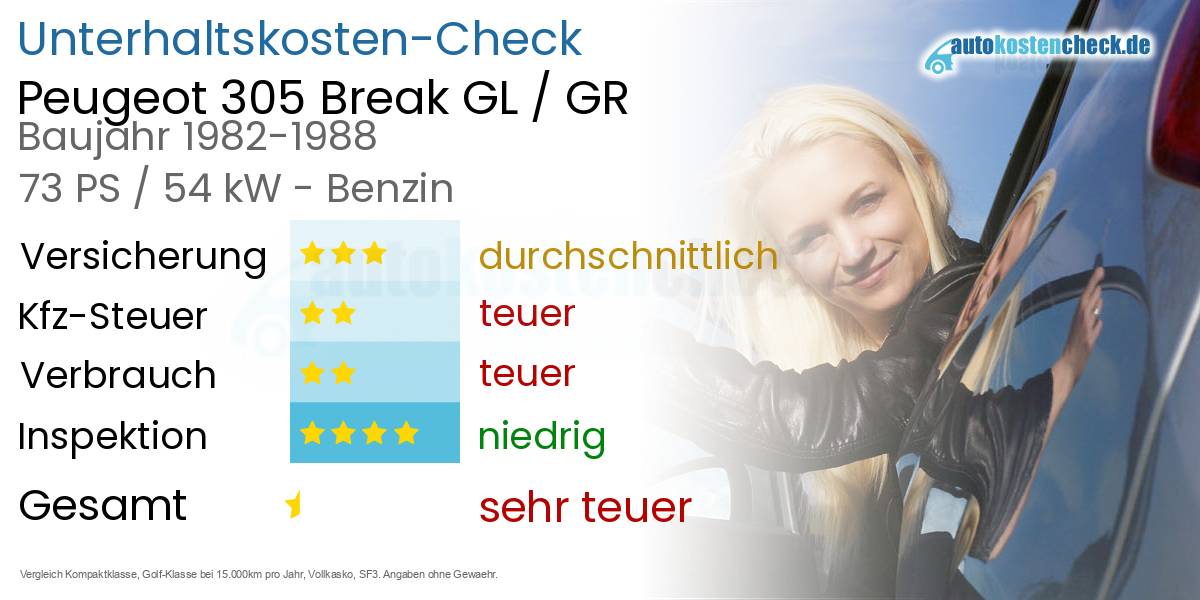 Unterhaltskosten Peugeot 305 Break GL / GR 