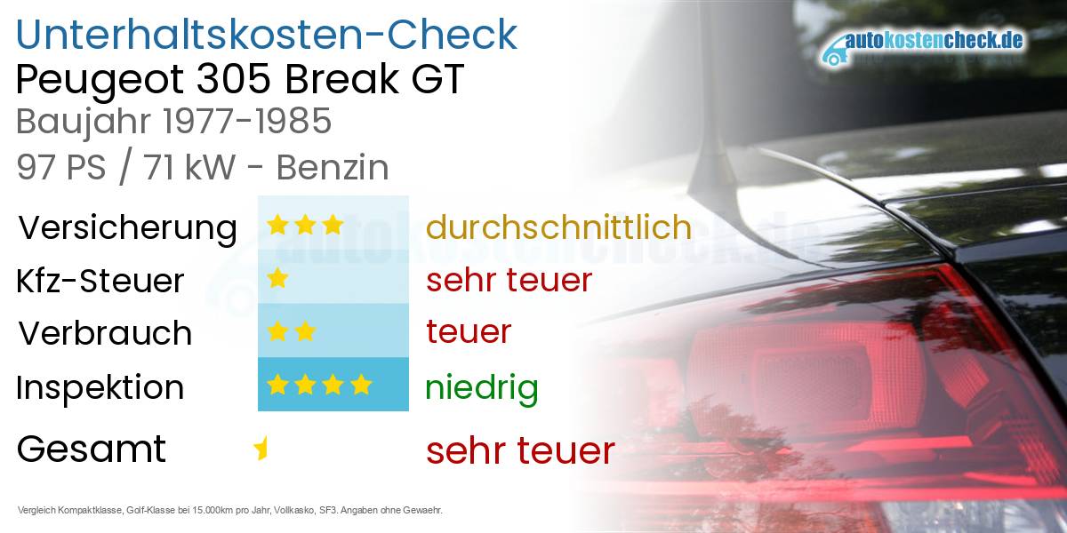 Unterhaltskosten Peugeot 305 Break GT 