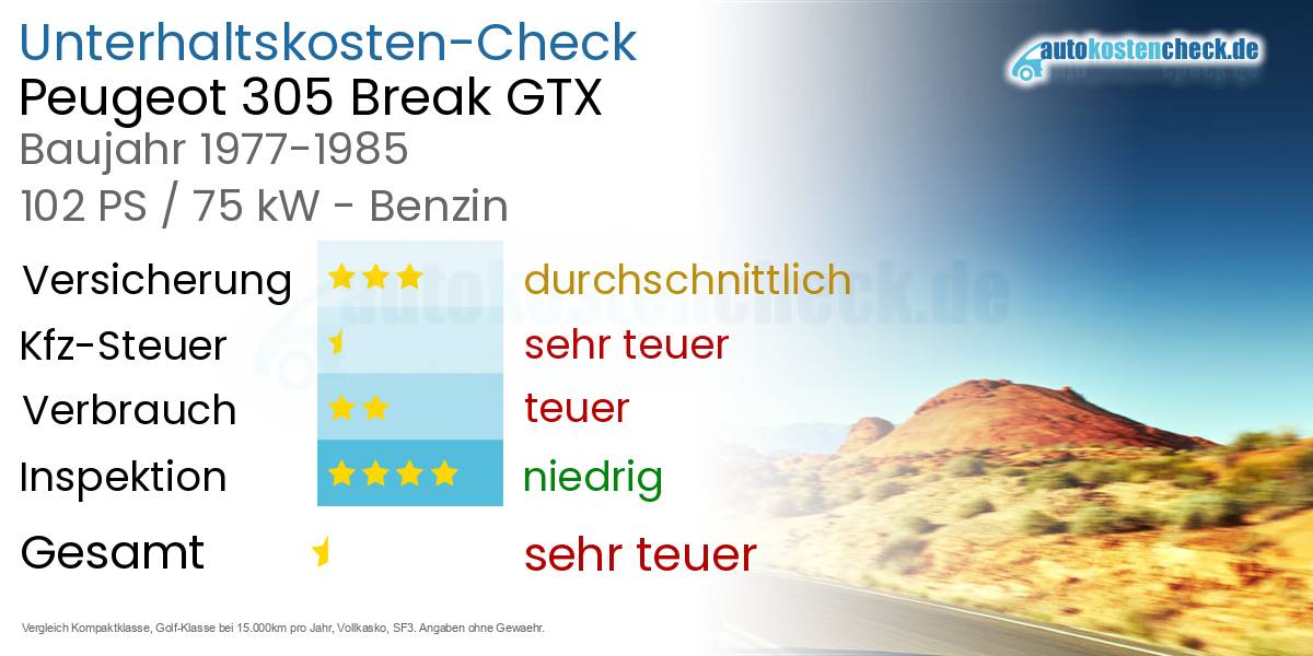 Unterhaltskosten Peugeot 305 Break GTX 