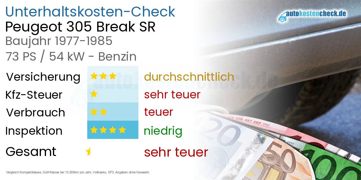 Unterhaltskosten Peugeot 305 Break SR 