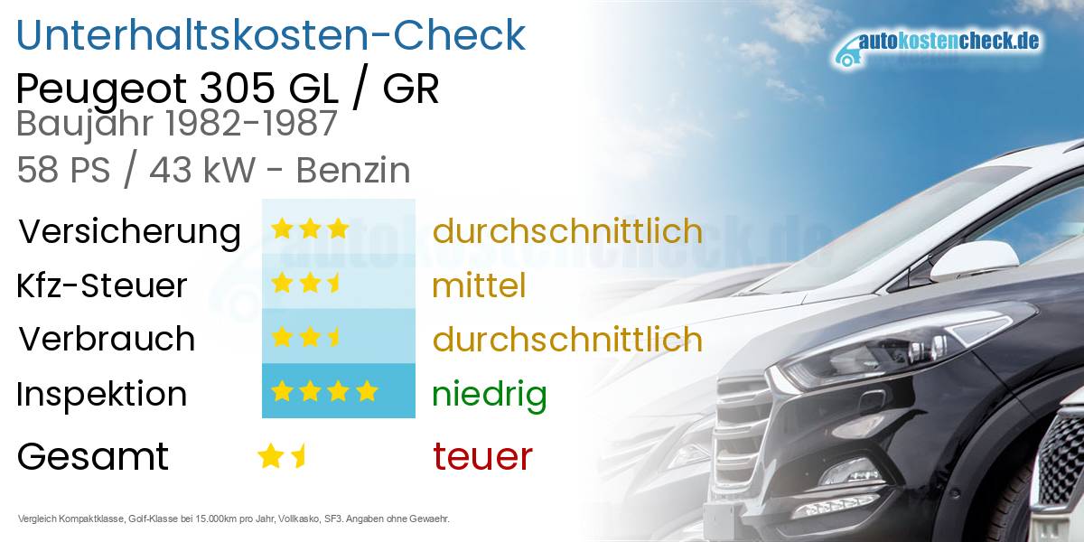 Unterhaltskosten Peugeot 305 GL / GR 