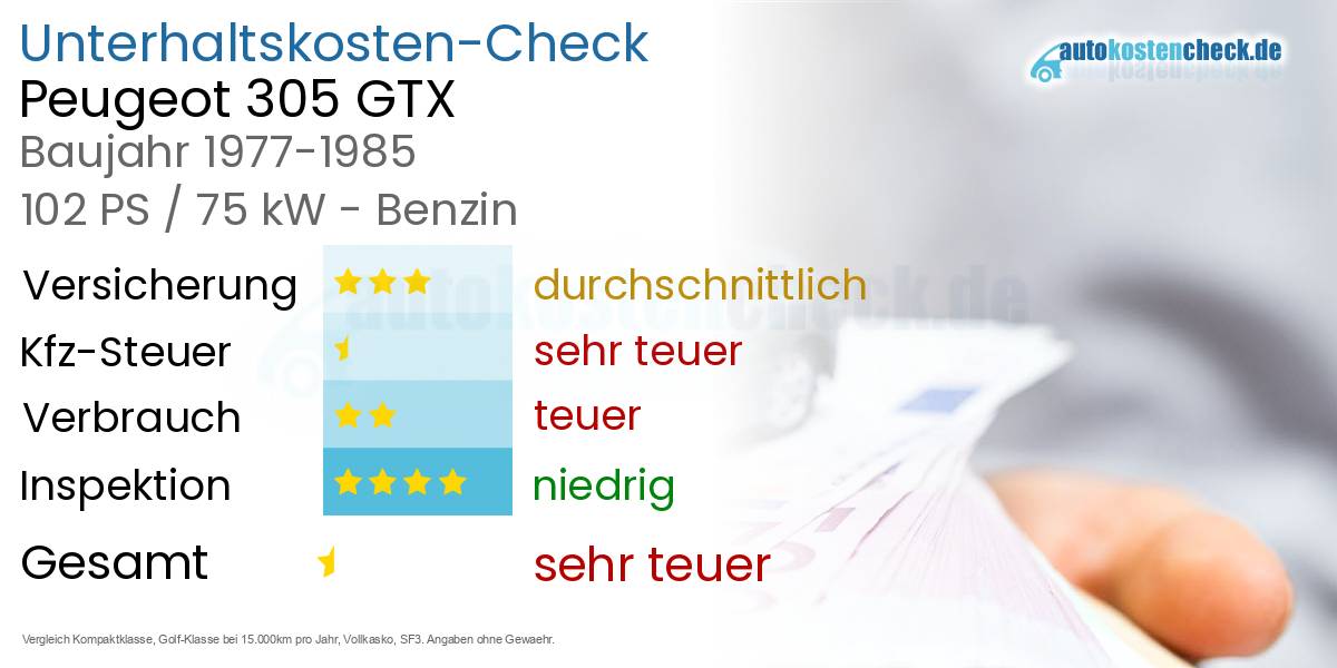 Unterhaltskosten Peugeot 305 GTX 