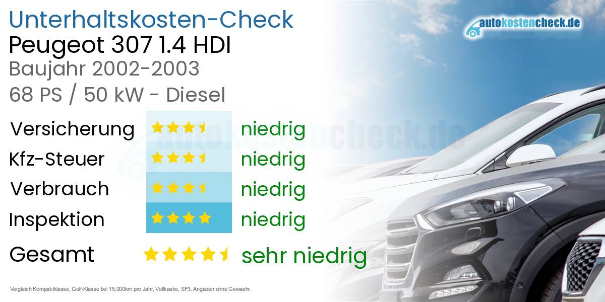 Unterhaltskosten Peugeot 307 1.4 HDI 