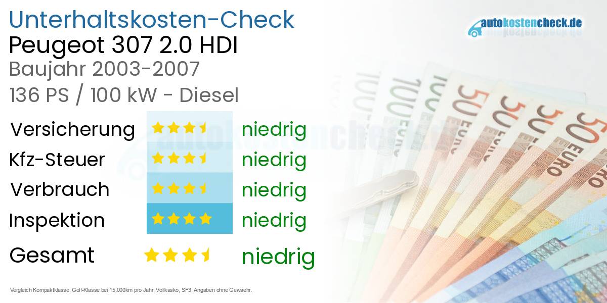 Unterhaltskosten Peugeot 307 2.0 HDI 