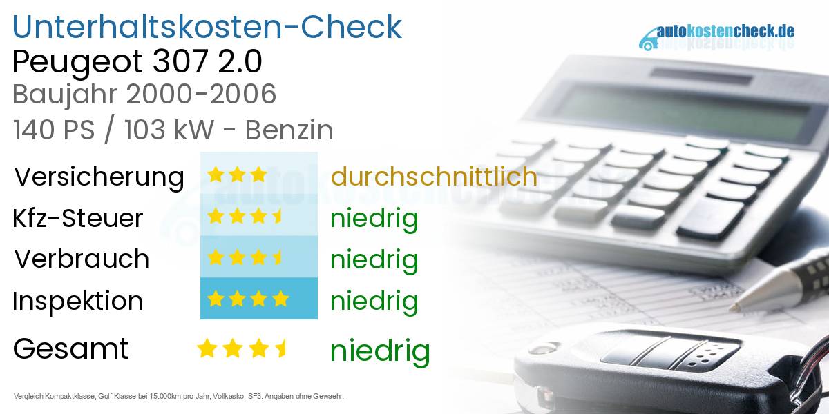 Unterhaltskosten Peugeot 307 2.0 