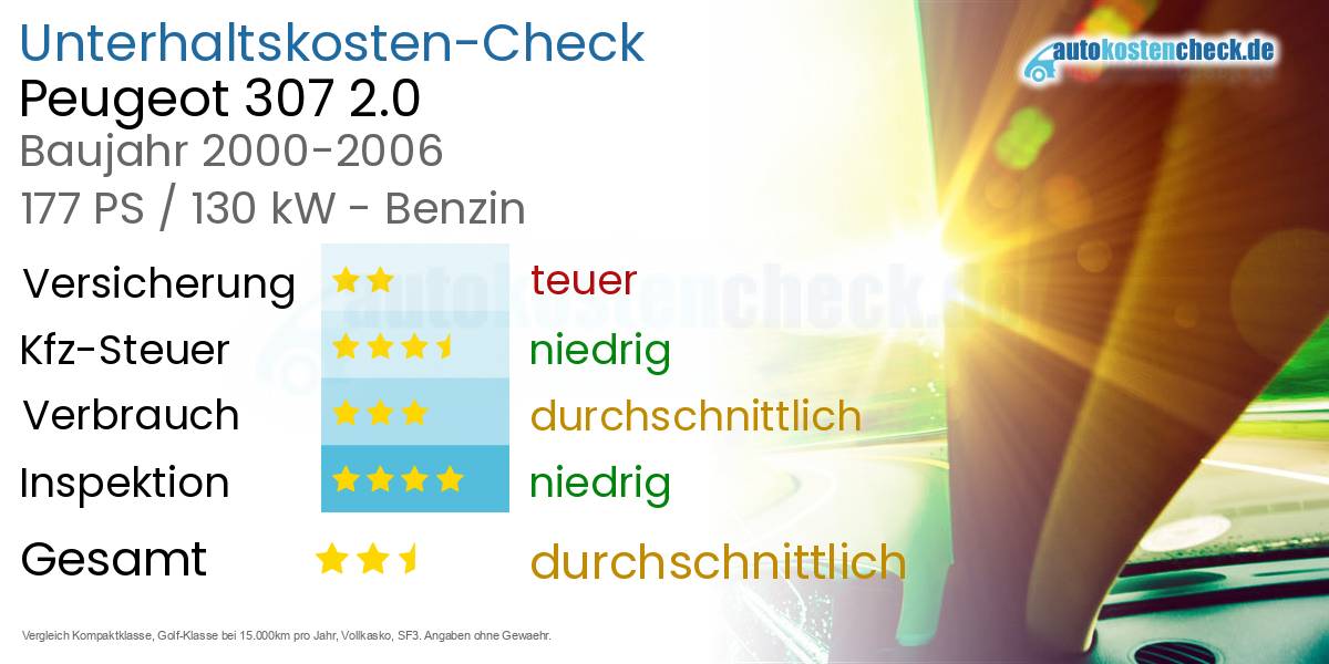 Unterhaltskosten Peugeot 307 2.0