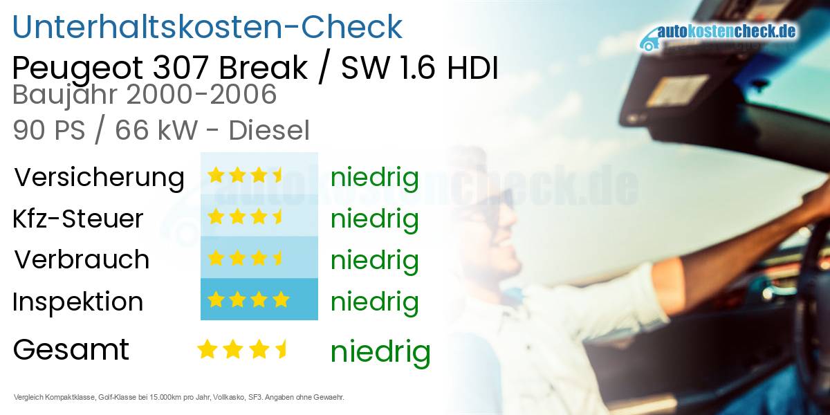Unterhaltskosten Peugeot 307 Break / SW 1.6 HDI 