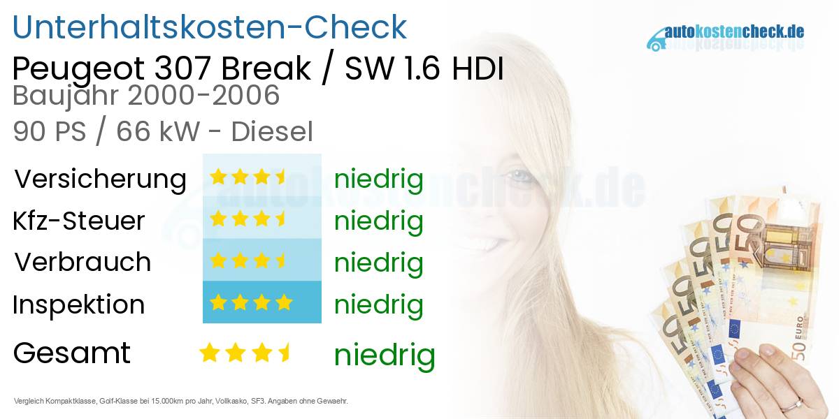 Unterhaltskosten Peugeot 307 Break / SW 1.6 HDI 